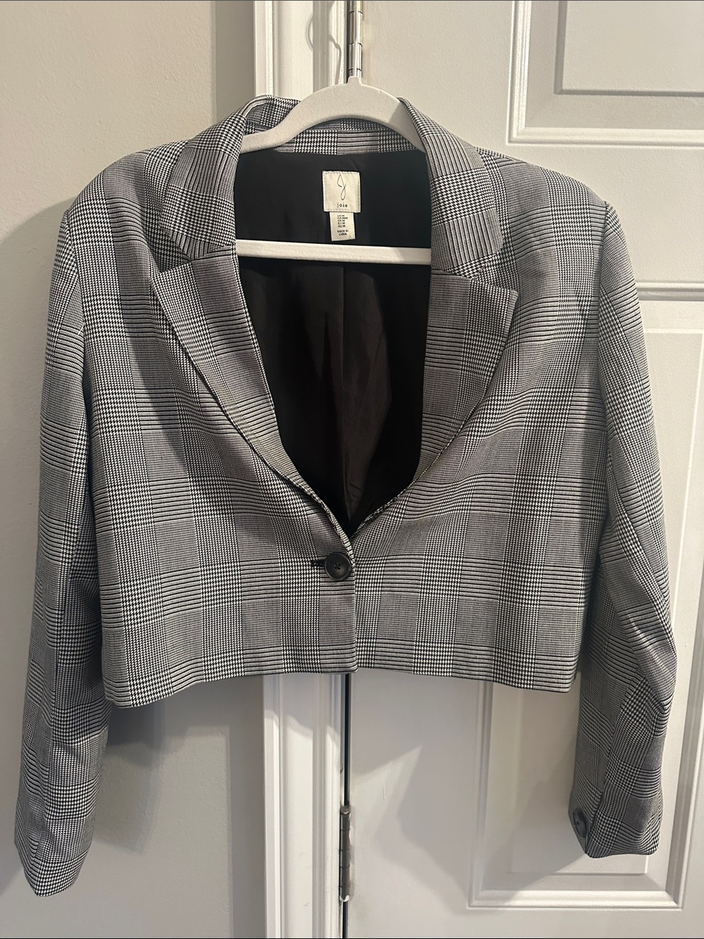 Joie Gray Glen Plaid Cropped Blazer